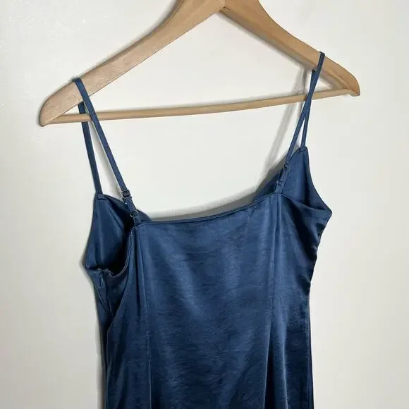 Heartloom Oliver Midi Slip Dress XS Blue Satin Side Slit Cocktail Night Out - Picture 7 of 14